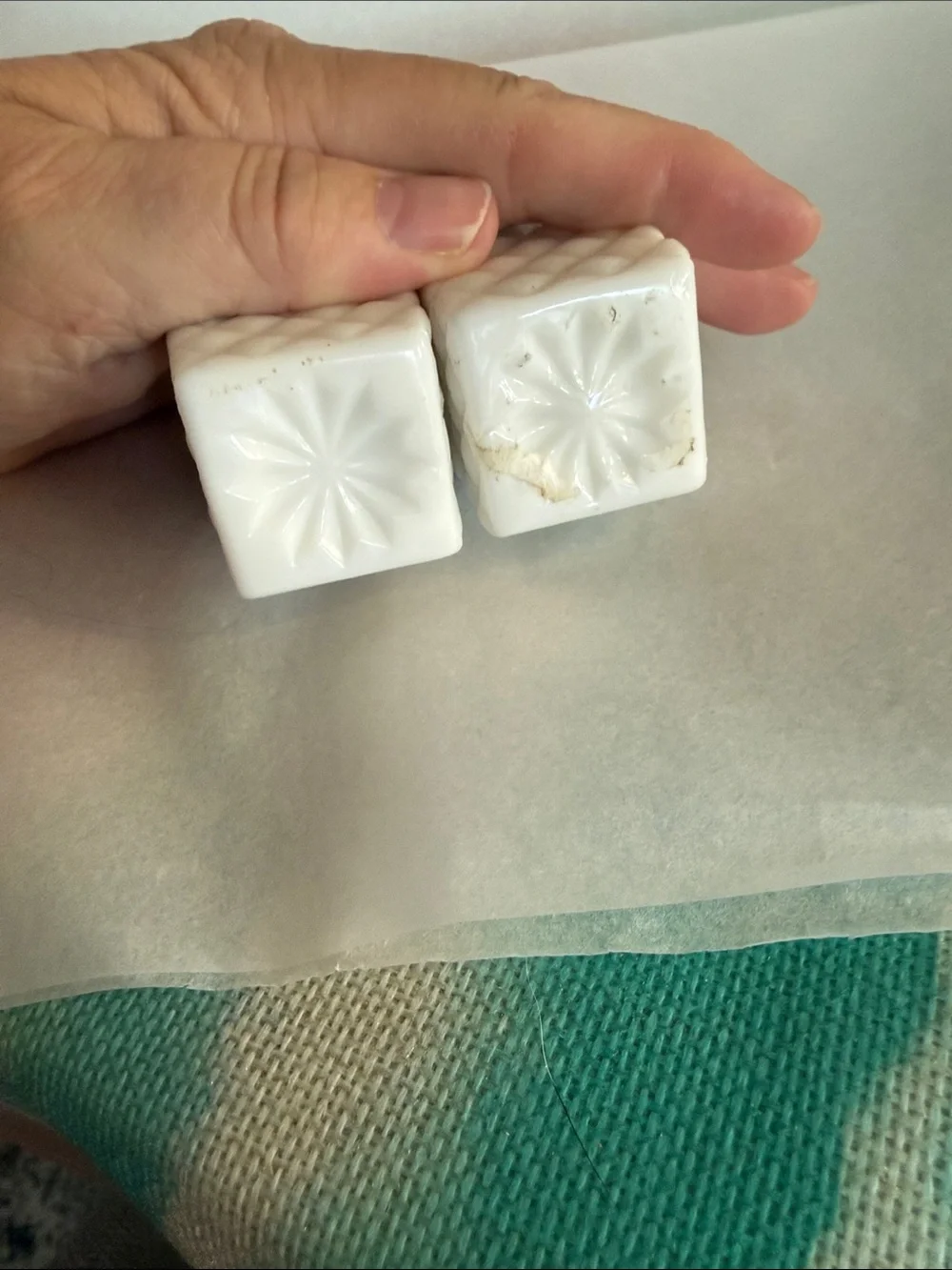 White Quilted Milk Glass Salt and Pepper Shakers - Unbranded Westmoreland?